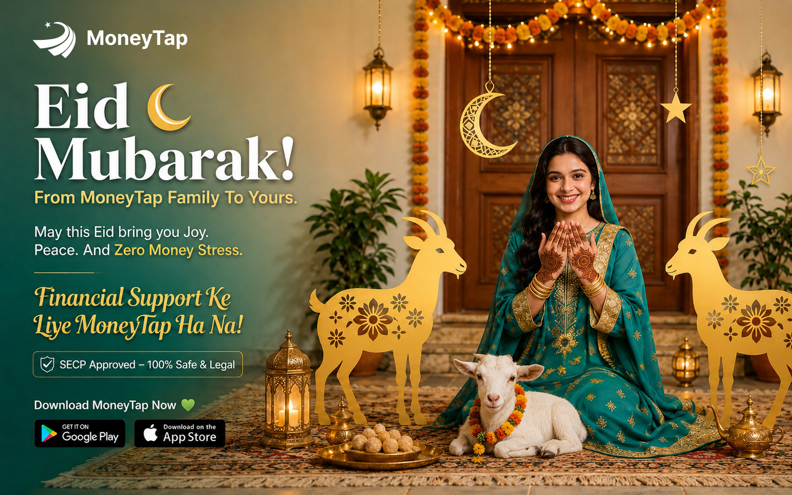 Eid ul Azha Mubarak from MoneyTap — May This Eid Bring You Joy, Peace and Zero Money Stress!